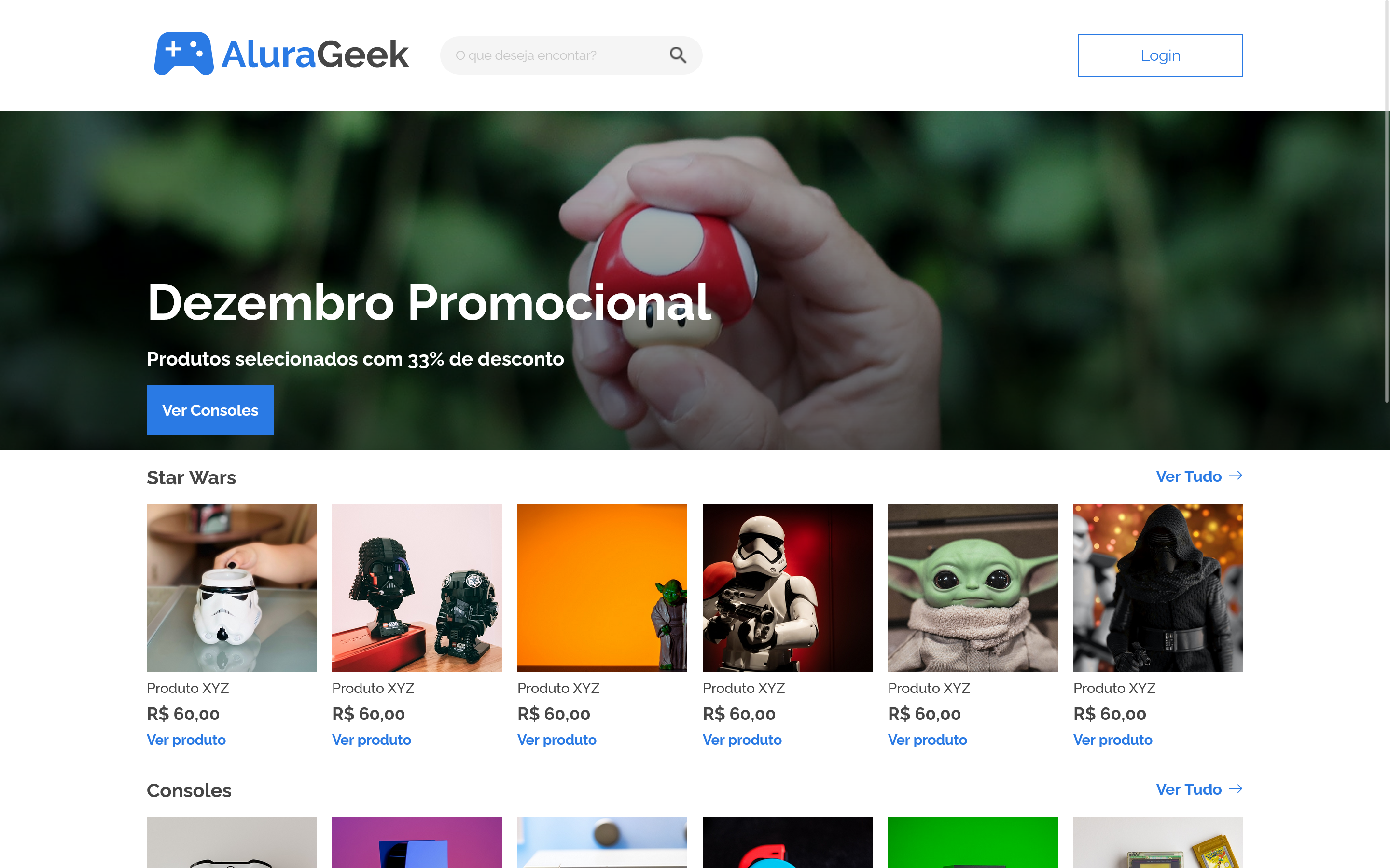 layout projeto alura geek